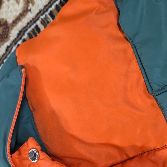 Vintage Hunter Orange Down Vest Puffer Vest Puffy Hunting Green Western Cowboy - Picture 13 of 16